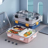 Mansa Home 3 Compartment Lunch Box Insulated Air Tight BPA Free Lunch Box, Stainless Steel 100% Leak Proof Lunch Containers with a Fork, a Spoon and a Pair of Chopsticks for School Kids -750Ml (Blue)