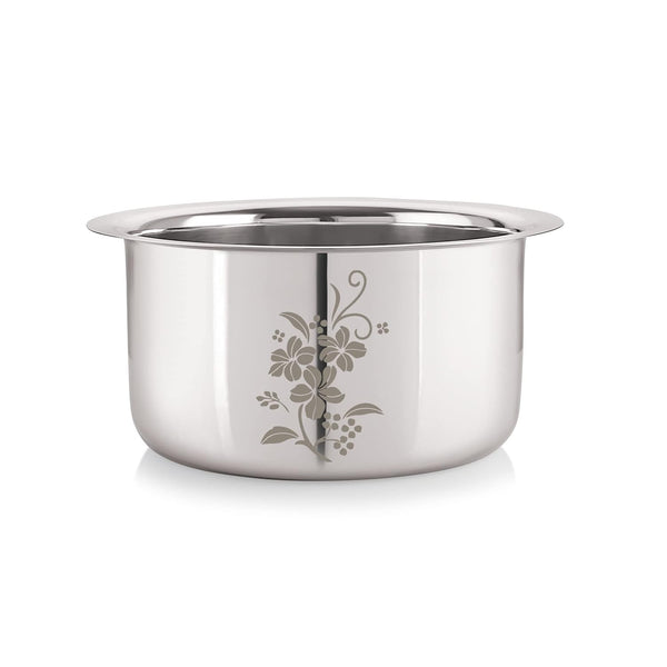 Mansa Home Stainless Steel 10, 22 Gauge, Induction & Gas Stove Friendly, Laser Etching Flat Bottom Tope/Patila/Topiya, 1100 ml, Ideal for Boiling, Steaming, and Cooking, with Excellent Heat Retention