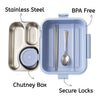 Mansa Home Bento 3 Compartment (Purple with Chutney Box) Stainless Steel Lunch Box with Steel Cutlery Inside | Heating & Water Insulation Design | Leak-Resistant | 750 ML | Office & School