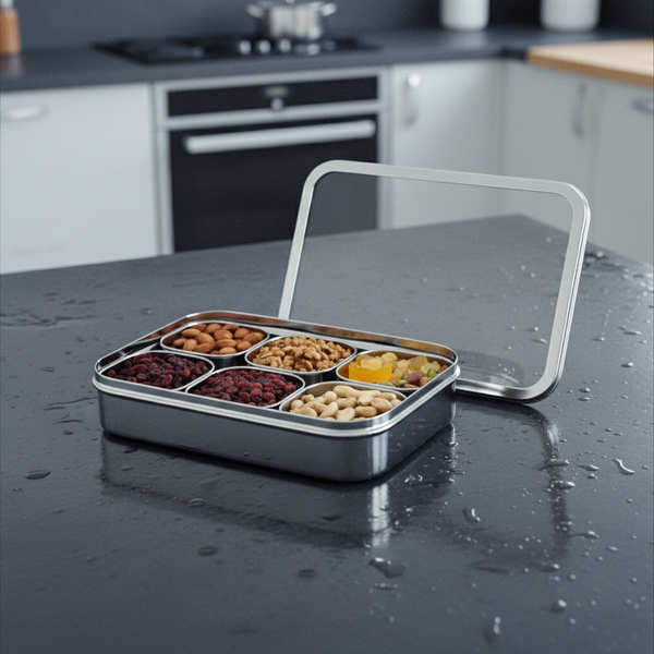 Dry-Fruit Box See Through Lid With 6 Bowl