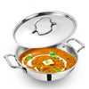 Mansa Home Triply Stainless Steel Kadai/Kadhai with Steel Lid | 24cm/9.4 inch, 3Ltr, 1.7kg | Induction Friendly | Nonstick 3-Layer Body, 100% Toxin-Free, No Chemical Coating
