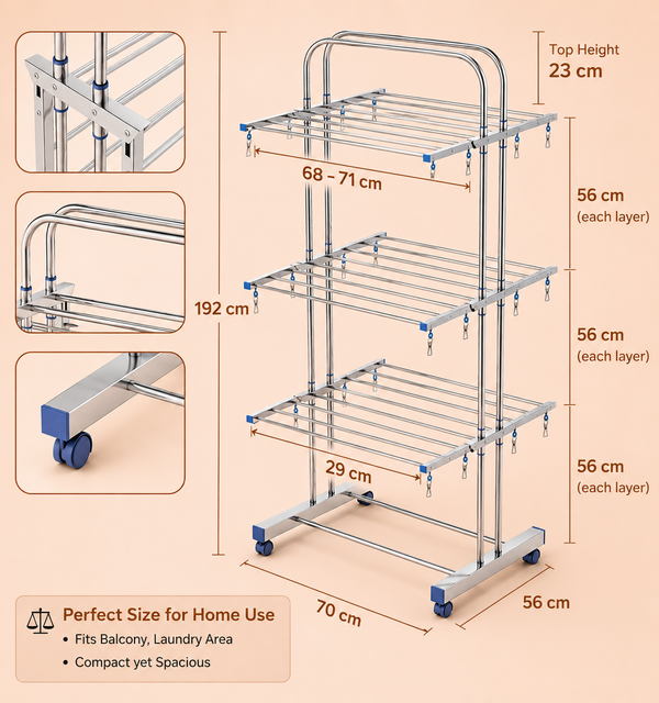 Mansa Home Foldable Stainless Steel Clothes Drying Stand