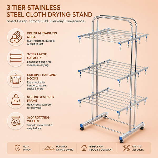 Mansa Home Foldable Stainless Steel Clothes Drying Stand